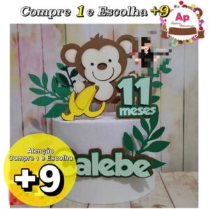 Arquivo de Corte Topo de bolo Macaco em Camadas - Studio