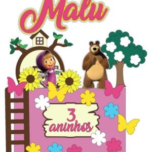 Arquivo de Corte Topo de Bolo Marsha e o Urso em Camadas