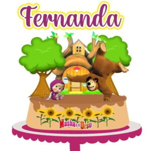 Arquivo de Corte Topo de Bolo Marsha e o Urso 01