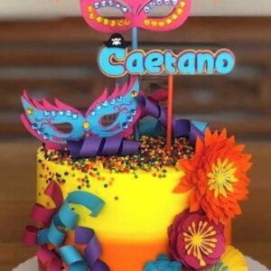 Arquivo de Corte Topo de Bolo Mascara e Flor Carnaval