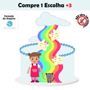 Arquivo de Corte Topo de Bolo Menina Arco Iris