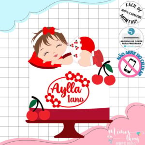 Arquivo de Corte Topo de Bolo Menina Baby Cerejinha 002