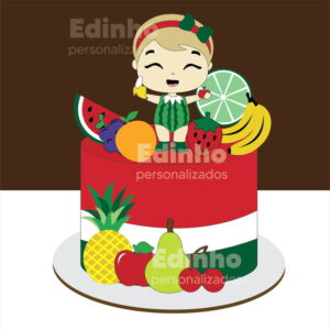 Arquivo de Corte Topo de Bolo Menina Frutas Frutinhas