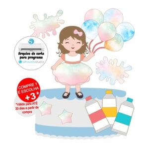 Arquivo de Corte Topo de Bolo Menina Tie Dye