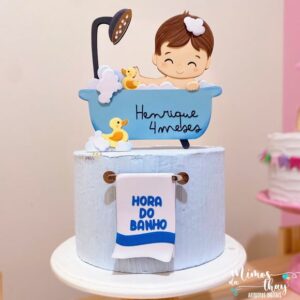 Arquivo de Corte: Topo de Bolo Menino Hora do Banho 004