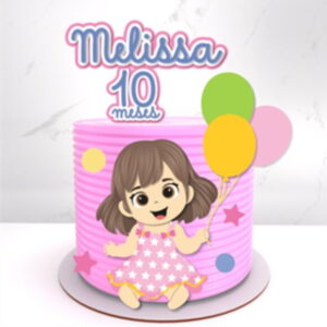 Arquivo de Corte - Topo de Bolo Mesversario Menina Balões
