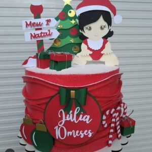 Arquivo de Corte Topo de Bolo Meu Primeiro Natal Menina