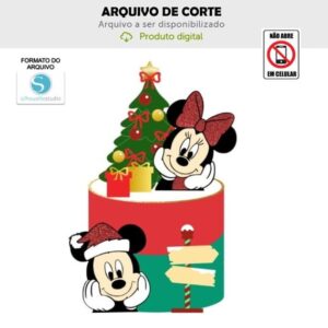 Arquivo de Corte Topo de Bolo Mickey e Minnie Natal