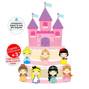 Arquivo de Corte Topo de Bolo Mini Princesas