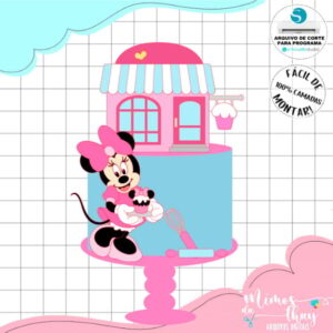 Arquivo de Corte: Topo de Bolo Minnie Confeiteira 022