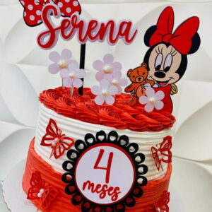 Arquivo de Corte Topo de Bolo Minnie Vermelha Baby c Flores