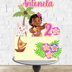 Arquivo de Corte Topo de Bolo Moana Baby Flores