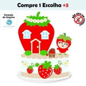 Arquivo de Corte Topo de Bolo Moranguinho Bebê