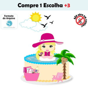 Arquivo de Corte Topo de Bolo Mulher no Mar