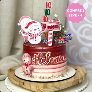 Arquivo de Corte Topo de Bolo Natal Aquarela