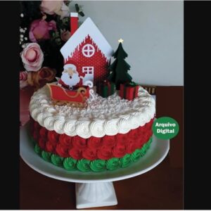 Arquivo de corte Topo de bolo Natal em camadas-COD.064