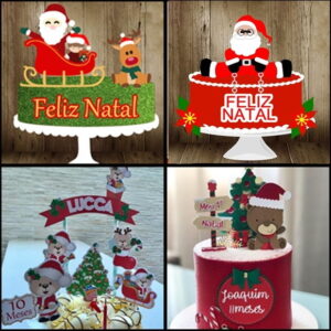 Arquivo de Corte Topo de Bolo Natal Kit 2 - Só Studio
