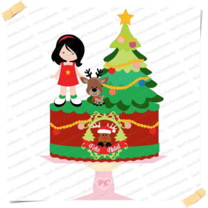 Arquivo de Corte Topo de Bolo Natal Menina #3