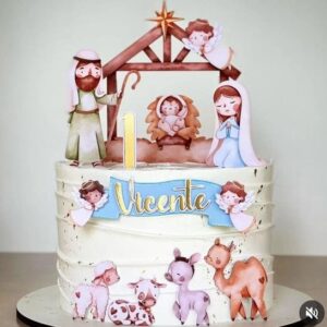 Arquivo de Corte Topo de Bolo Natal Religioso Aquarela 21
