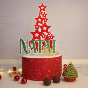 Arquivo de Corte Topo de Bolo Feliz Natal (arvore Estrela)