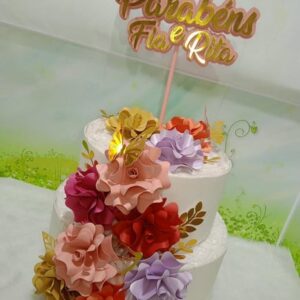 Arquivo de Corte Topo de Bolo Nome e Flor 13 (Studio)