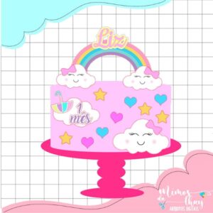 Arquivo de Corte: Topo de Bolo Nuvem Chuva de Amor 003