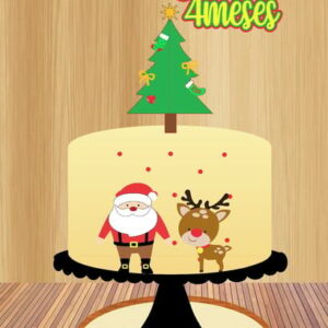 Arquivo de Corte Topo de Bolo Papai Noel e a Rena