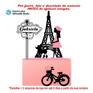 Arquivo de Corte Topo de Bolo Paris Menina