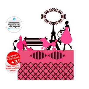 Arquivo de Corte Topo de Bolo Paris Rosa