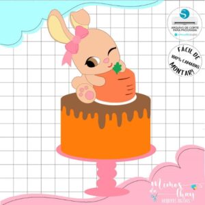 Arquivo de Corte: Topo de Bolo Páscoa Baby Coelhinha 115