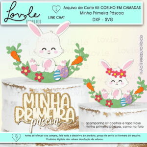 Arquivo de Corte Topo de Bolo Páscoa Coelho camadas Luxo