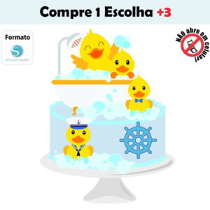 Arquivo de Corte Topo de Bolo Patinho Banheira