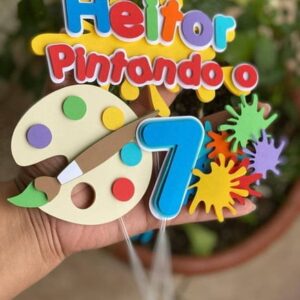 Arquivo de Corte Topo de Bolo Pintando o Sete #155