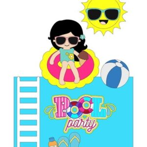 Arquivo de Corte Topo de Bolo Pool Party Menina em Camadas