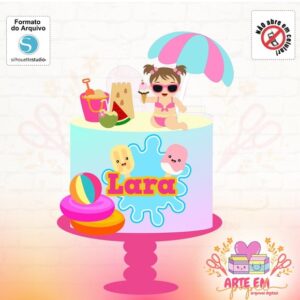 Arquivo de Corte: Topo de Bolo Pool Party Menina