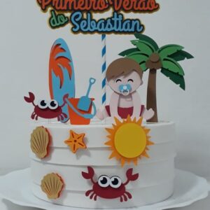 Arquivo de corte topo de bolo praia bebê