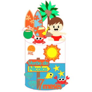 Arquivo de Corte: Topo de Bolo Praia Menino Baby 004