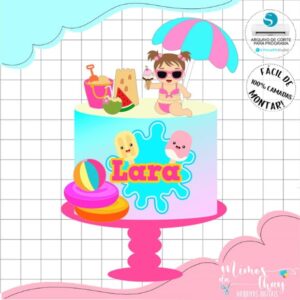Arquivo de Corte: Topo de Bolo Praia Verão Menina 014