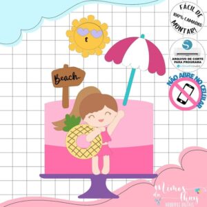 Arquivo de Corte: Topo de Bolo Praia Verão Menina 029