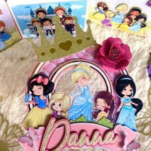 Arquivo de Corte Topo de Bolo Princesas Aquarela