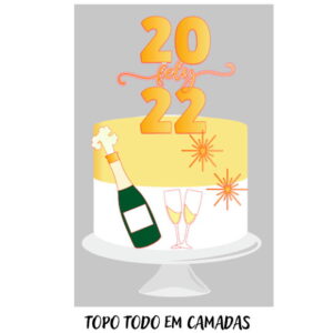 Arquivo de Corte Topo de Bolo Réveillon 2022 + BRINDE