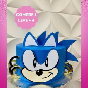 Arquivo de Corte Topo de Bolo Rosto do Sonic em Camadas
