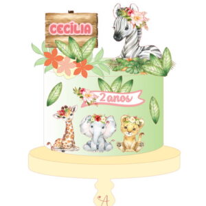 Arquivo de Corte Topo de Bolo Safari Aquarela