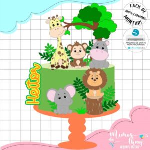 Arquivo de Corte: Topo de Bolo Safari Menino Cute 020