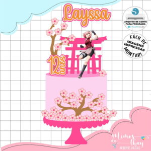 Arquivo de Corte: Topo de Bolo Sakura 002