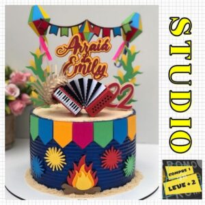 Arquivo de Corte Topo de Bolo São Joao com Sanfona 3d Studio