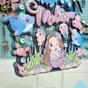 arquivo de corte topo de bolo Sereia cute camada studio pdf