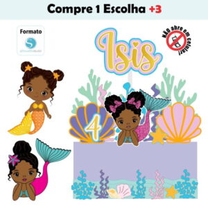 Arquivo de Corte Topo de Bolo Sereia Negra