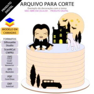 Arquivo de Corte Topo de Bolo Série Wandinha #15793