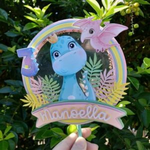 Arquivo de Corte Topo de Bolo Shaker Dino Menina #937